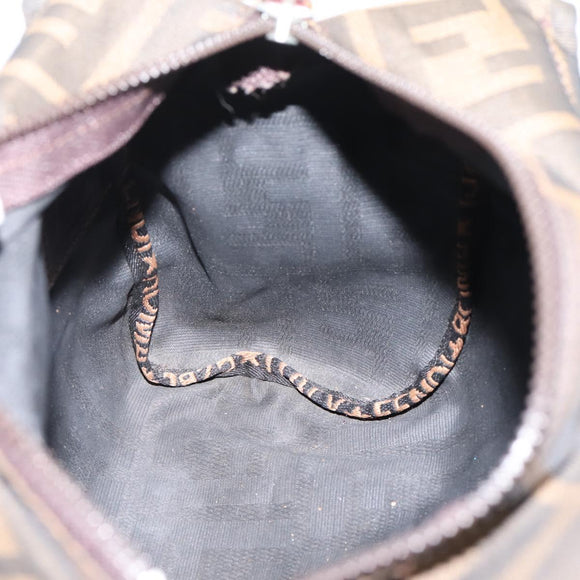 FENDI Zucca Canvas Hand Bag Black Silver Auth ka6752