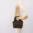 FENDI Zucca Canvas Hand Bag Black Silver Auth ka6752-21