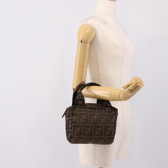 FENDI Zucca Canvas Hand Bag Black Silver Auth ka6752