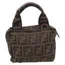 FENDI Zucca Canvas Hand Bag Black Silver Auth ka6752-3