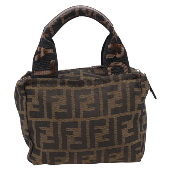 FENDI Zucca Canvas Hand Bag Black Silver Auth ka6752