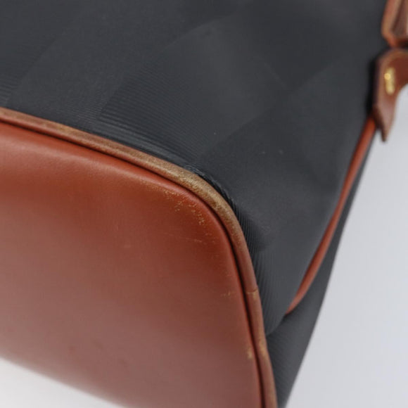FENDI Pecan Hand Bag PVC 2way Black Gold Tone Auth ka6753