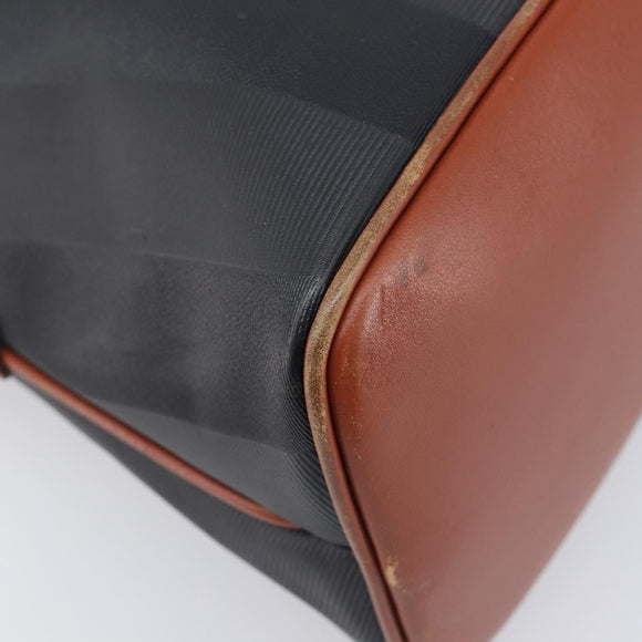 FENDI Pecan Hand Bag PVC 2way Black Gold Tone Auth ka6753