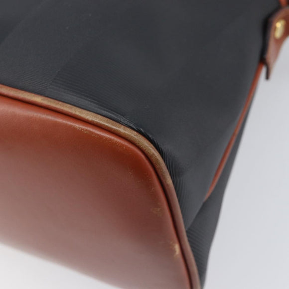 FENDI Pecan Hand Bag PVC 2way Black Gold Tone Auth ka6753
