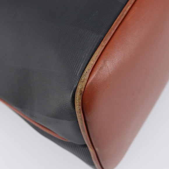 FENDI Pecan Hand Bag PVC 2way Black Gold Tone Auth ka6753