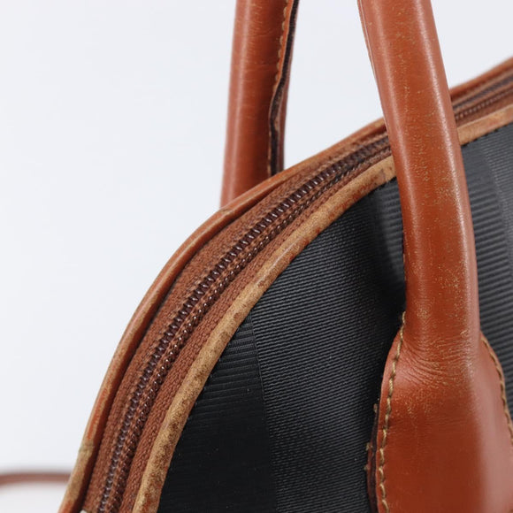 FENDI Pecan Hand Bag PVC 2way Black Gold Tone Auth ka6753