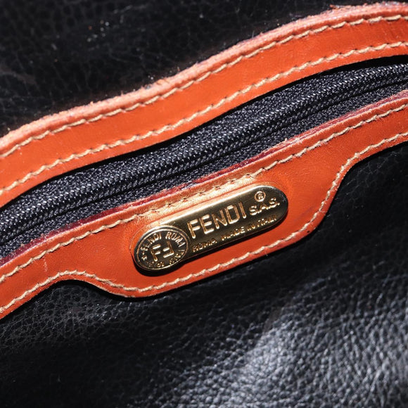 FENDI Pecan Hand Bag PVC 2way Black Gold Tone Auth ka6753