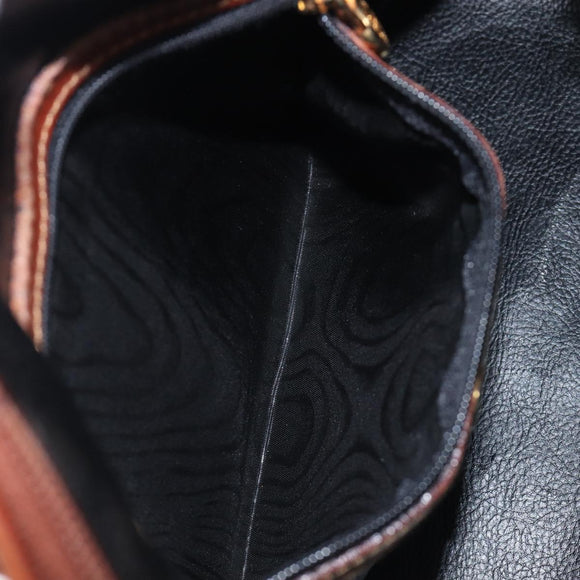 FENDI Pecan Hand Bag PVC 2way Black Gold Tone Auth ka6753