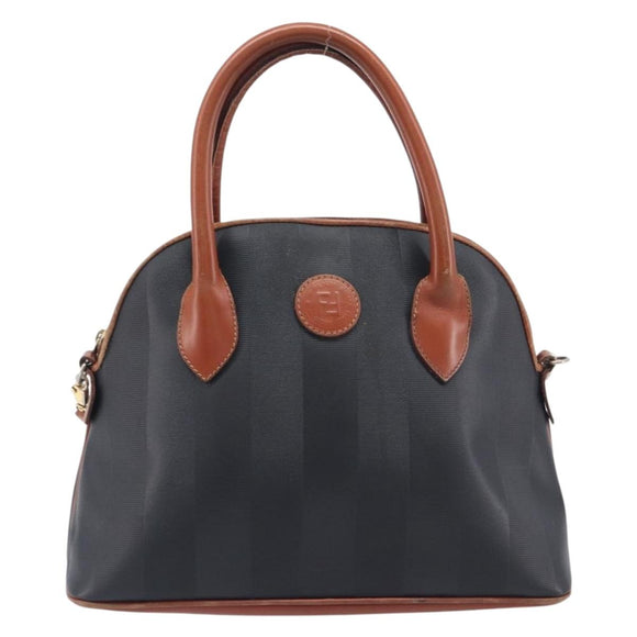 FENDI Pecan Hand Bag PVC 2way Black Gold Tone Auth ka6753