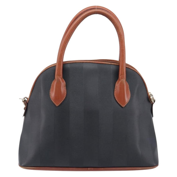 FENDI Pecan Hand Bag PVC 2way Black Gold Tone Auth ka6753