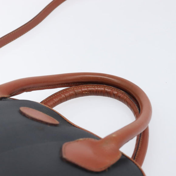 FENDI Pecan Hand Bag PVC 2way Black Gold Tone Auth ka6753