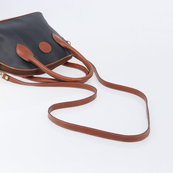FENDI Pecan Hand Bag PVC 2way Black Gold Tone Auth ka6753