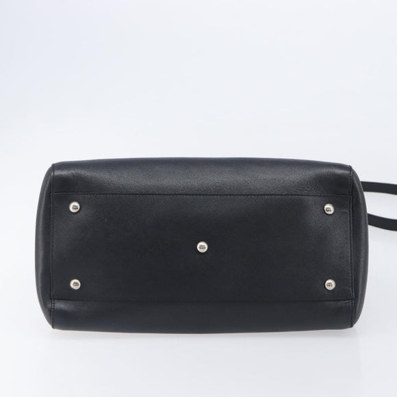 Salvatore Ferragamo Gancini Hand Bag Leather Black Silver Auth ka6755