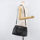 Salvatore Ferragamo Gancini Hand Bag Leather Black Silver Auth ka6755-28