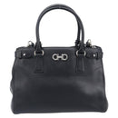 Salvatore Ferragamo Gancini Hand Bag Leather Black Silver Auth ka6755-2