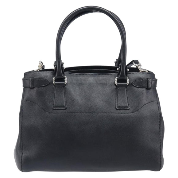 Salvatore Ferragamo Gancini Hand Bag Leather Black Silver Auth ka6755