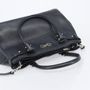 Salvatore Ferragamo Gancini Hand Bag Leather Black Silver Auth ka6755-6