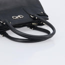Salvatore Ferragamo Gancini Hand Bag Leather Black Silver Auth ka6755-7