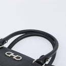 Salvatore Ferragamo Gancini Hand Bag Leather Black Silver Auth ka6755-8
