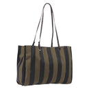 FENDI Pecan Tote Bag Canvas Black Khaki Auth ka6763-1