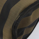 FENDI Pecan Tote Bag Canvas Black Khaki Auth ka6763-15