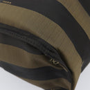 FENDI Pecan Tote Bag Canvas Black Khaki Auth ka6763-11