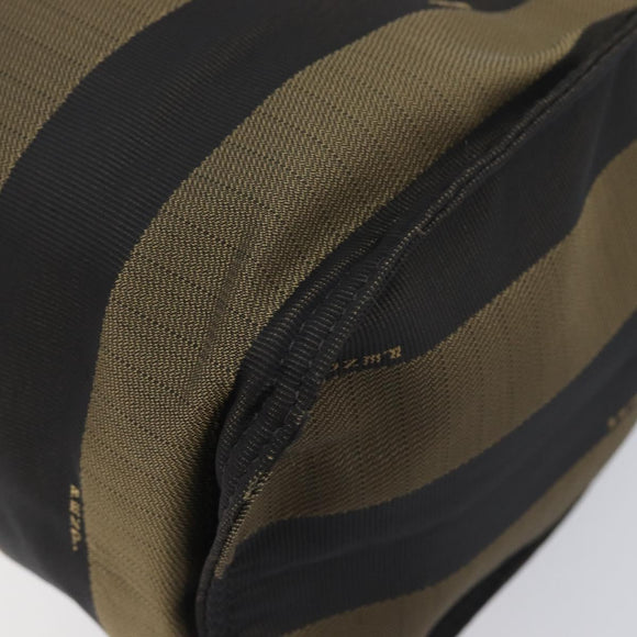 FENDI Pecan Tote Bag Canvas Black Khaki Auth ka6763