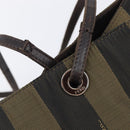 FENDI Pecan Tote Bag Canvas Black Khaki Auth ka6763-14