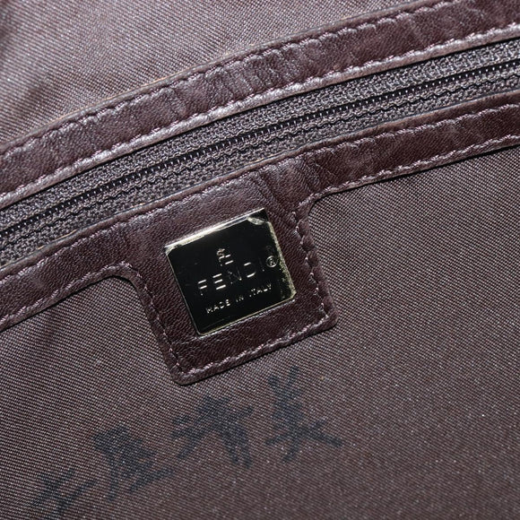 FENDI Pecan Tote Bag Canvas Black Khaki Auth ka6763