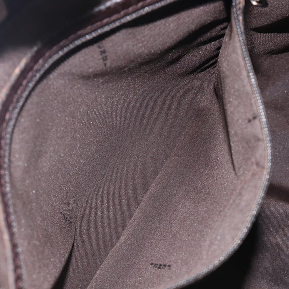 FENDI Pecan Tote Bag Canvas Black Khaki Auth ka6763