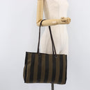FENDI Pecan Tote Bag Canvas Black Khaki Auth ka6763-25