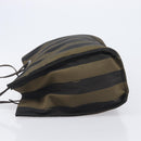 FENDI Pecan Tote Bag Canvas Black Khaki Auth ka6763-4