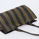 FENDI Pecan Tote Bag Canvas Black Khaki Auth ka6763-6