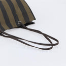 FENDI Pecan Tote Bag Canvas Black Khaki Auth ka6763-7