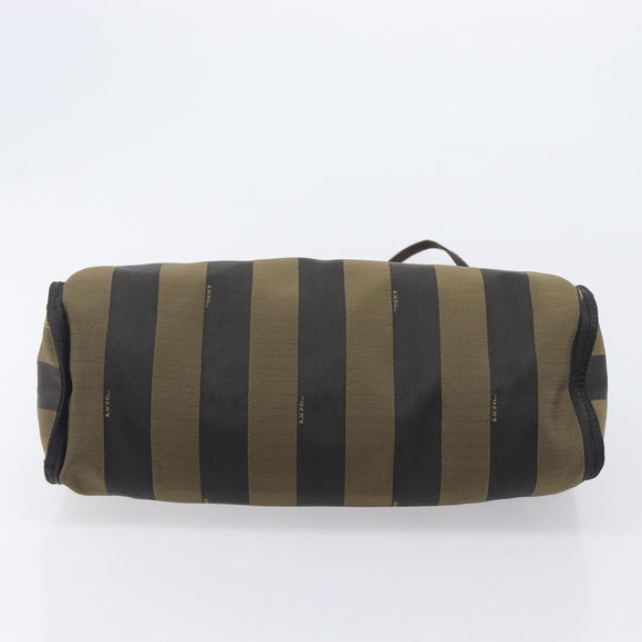 FENDI Pecan Tote Bag Canvas Black Khaki Auth ka6763