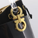 Salvatore Ferragamo Gancini Hand Bag Plastic Clear Gold Tone Auth ka6767V-17
