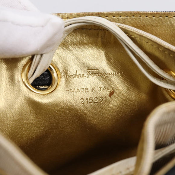 Salvatore Ferragamo Gancini Hand Bag Plastic Clear Gold Tone Auth ka6767V