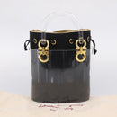 Salvatore Ferragamo Gancini Hand Bag Plastic Clear Gold Tone Auth ka6767V-12