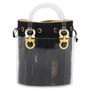 Salvatore Ferragamo Gancini Hand Bag Plastic Clear Gold Tone Auth ka6767V-13