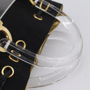 Salvatore Ferragamo Gancini Hand Bag Plastic Clear Gold Tone Auth ka6767V-7