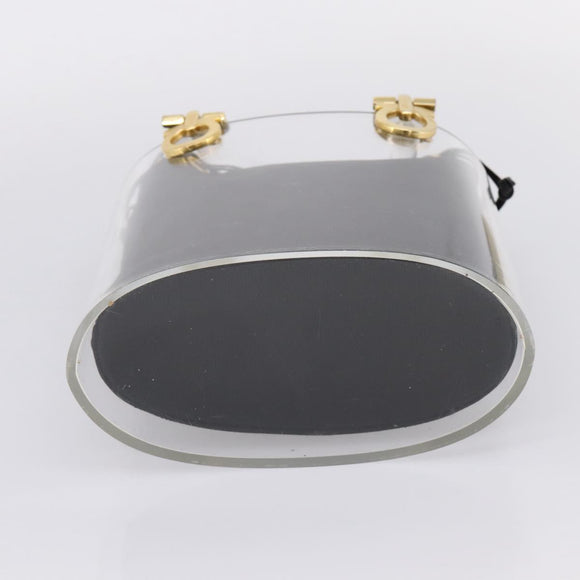 Salvatore Ferragamo Gancini Hand Bag Plastic Clear Gold Tone Auth ka6767V