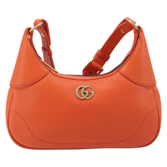 GUCCI GG Marmont Aphrodite Small Shoulder Bag Leather Orange 731817 Auth ka6775M