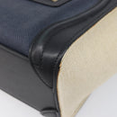 CELINE Luggage Nano Shopper Hand Bag Canvas 2way Navy Black Auth ka6779A-17