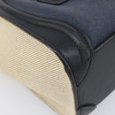 CELINE Luggage Nano Shopper Hand Bag Canvas 2way Navy Black Auth ka6779A-18