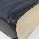 CELINE Luggage Nano Shopper Hand Bag Canvas 2way Navy Black Auth ka6779A-19