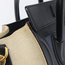 CELINE Luggage Nano Shopper Hand Bag Canvas 2way Navy Black Auth ka6779A-10