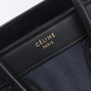 CELINE Luggage Nano Shopper Hand Bag Canvas 2way Navy Black Auth ka6779A-21