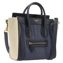CELINE Luggage Nano Shopper Hand Bag Canvas 2way Navy Black Auth ka6779A-1