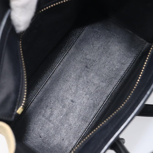 CELINE Luggage Nano Shopper Hand Bag Canvas 2way Navy Black Auth ka6779A