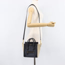 CELINE Luggage Nano Shopper Hand Bag Canvas 2way Navy Black Auth ka6779A-29